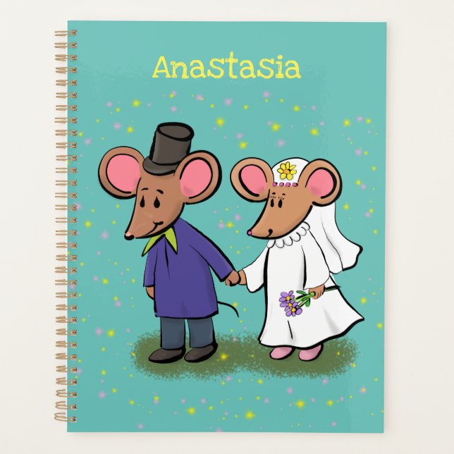 Cute mouse couple cartoon illustration planner (Front)