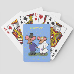 Cute mouse couple cartoon illustration poker cards