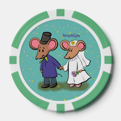 Cute mouse couple cartoon illustration poker chips