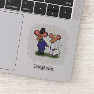 Cute mouse couple cartoon illustration sticker