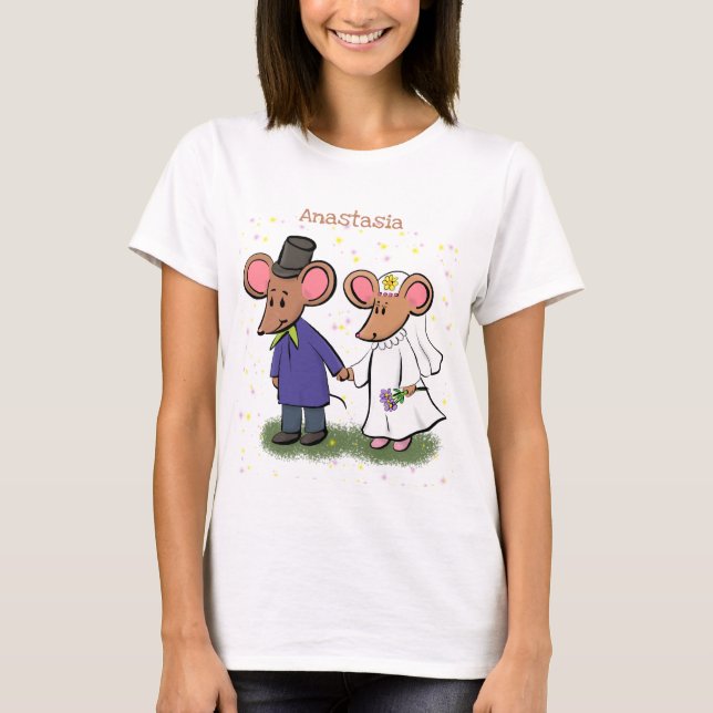 Cute mouse couple cartoon illustration T-Shirt (Front)