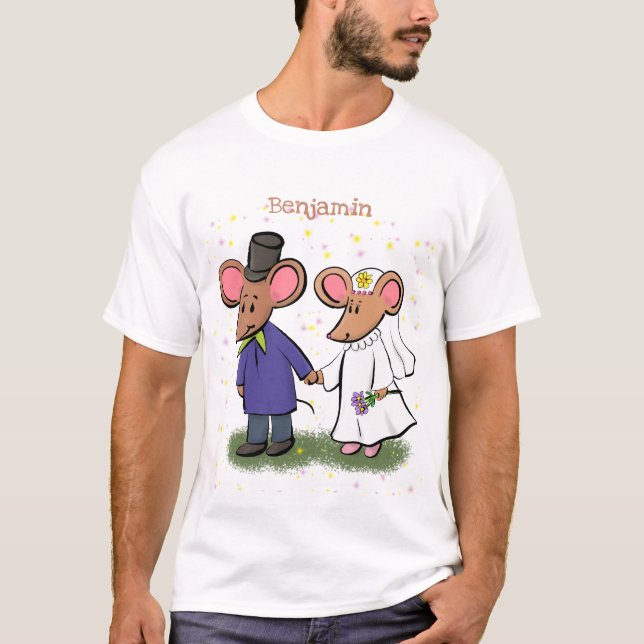Cute mouse couple cartoon illustration T-Shirt (Front)