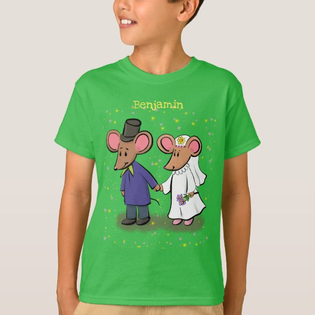 Cute mouse couple cartoon illustration T-Shirt (Front)