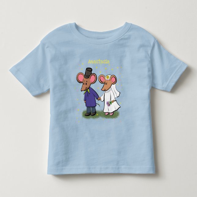 Cute mouse couple cartoon illustration toddler t-shirt (Front)