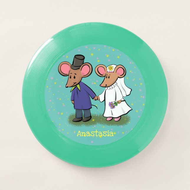 Cute mouse couple cartoon illustration Wham-O frisbee (Front)