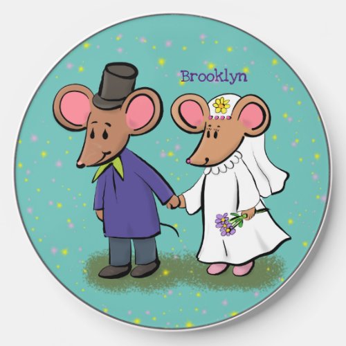 Cute mouse couple cartoon illustration wireless charger 