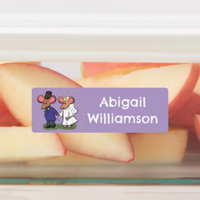 Cute mouse couple cartoon personalized labels (Affixed)