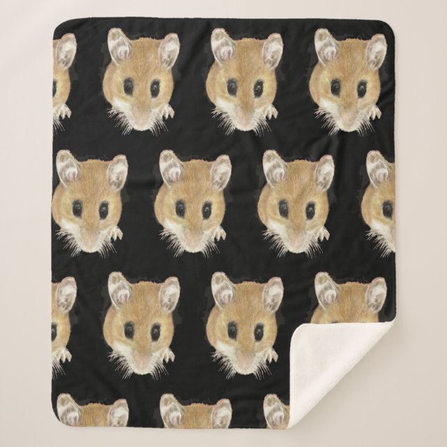 Cute Mouse Curious Fun Animal Watercolor Art Sherpa Blanket (Front)