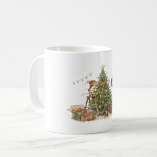 Cute Mouse Decorating Christmas Tree for Animal Lo Coffee Mug