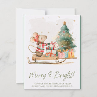 Cute Mouse Delivering Gifts on Sleigh Card