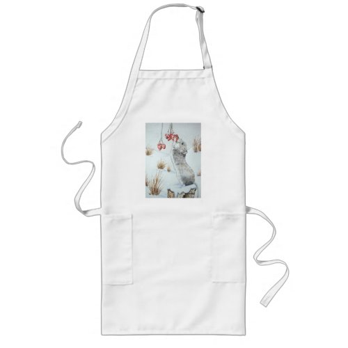 Cute mouse eating berries wildlife snow scene long apron