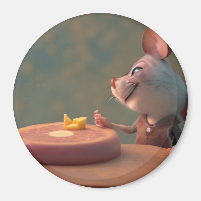 Cute mouse eating cheese magnet (Front)