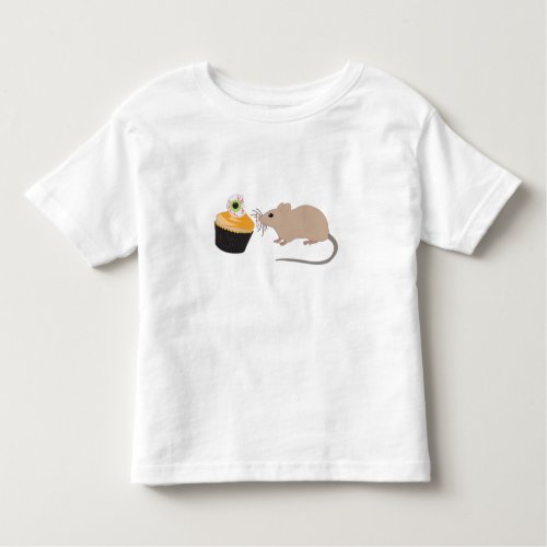 Cute Mouse Eating Halloween Eyeball Cupcake Toddler T_shirt