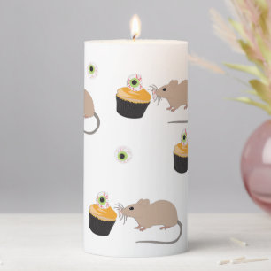 Cute Mouse Eating Halloween Eyeball Pillar Candle