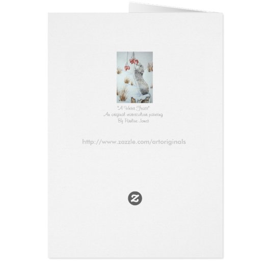 Cute mouse eating red berries snow scene wildlife (Back)