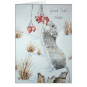 Cute mouse eating red berries snow scene wildlife (Front)