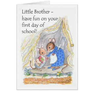 Cute Mouse Fun First Day of School for Brother Cards