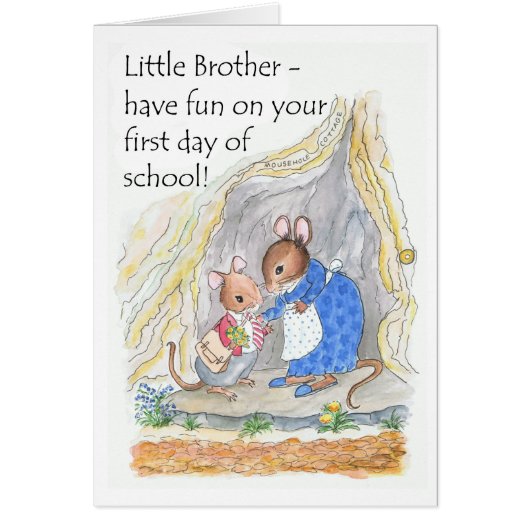 Cute Mouse Fun First Day of School for Brother Cards (Front)