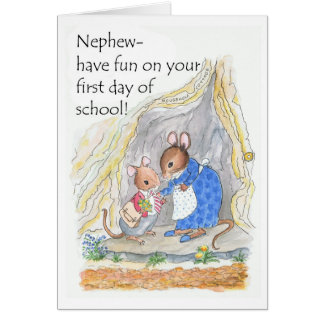 Cute Mouse Fun First Day of School for Nephew Cards
