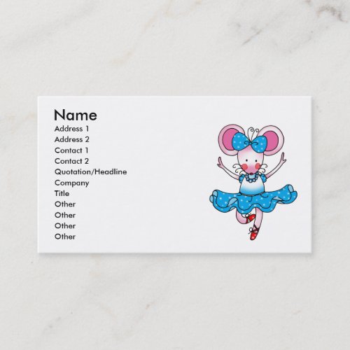 Cute mouse girl ballerina business card template