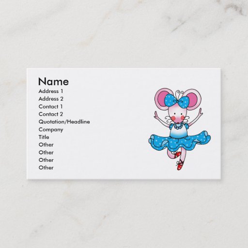 Customizable Cute mouse girl ballerina business card template
