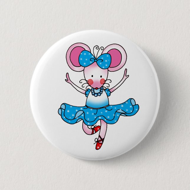 Cute mouse girl ballerina button (Front)