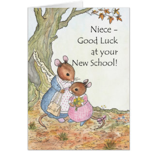 Cute Mouse Good Luck New School for Niece Cards
