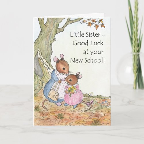 Cute Mouse Good Luck New School for Sister Card