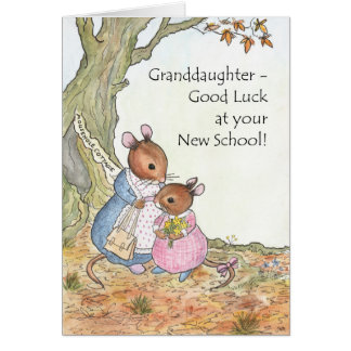 Cute Mouse Good Luck New School Granddaughter Cards