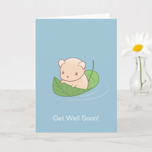 Cute Mouse Hamster Floating Get Well Soon Blank Card