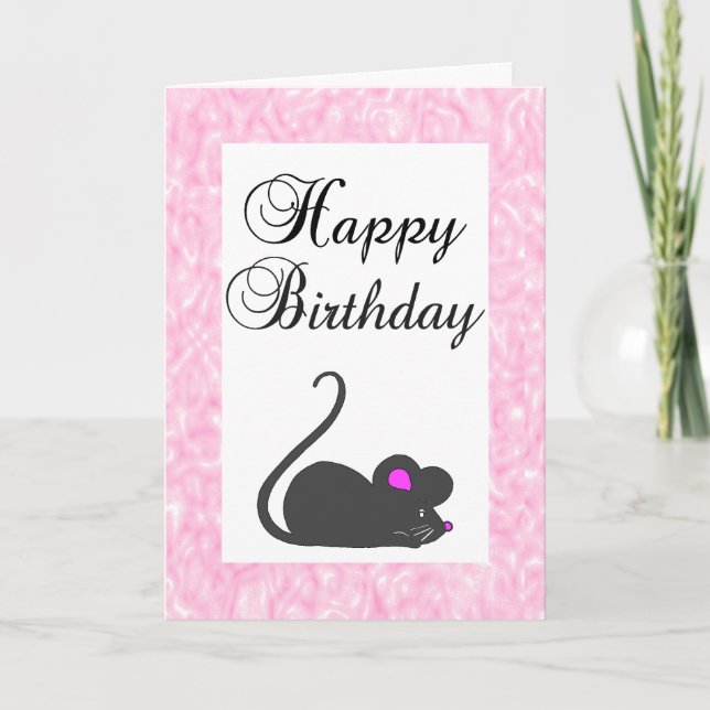 Cute Mouse Happy Birthday Card (Front)