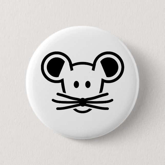 Cute mouse head face pinback button (Front)