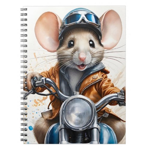 Cute Mouse Helmet Riding a Motorcycle  Notebook