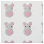 Cute Mouse Holding a Heart Fabric