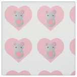 Cute  Mouse Holding a Heart. Fabric