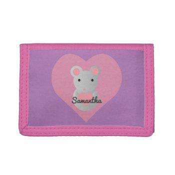 Cute  Mouse Holding A Heart. Trifold Wallet by Egg_Tooth at Zazzle