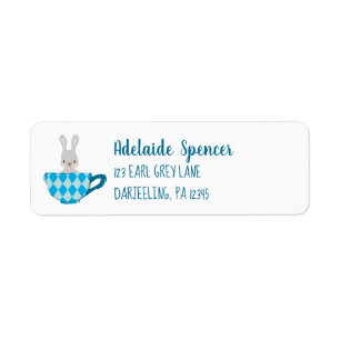 Cute Mouse in A Blue Teacup Return Address Label