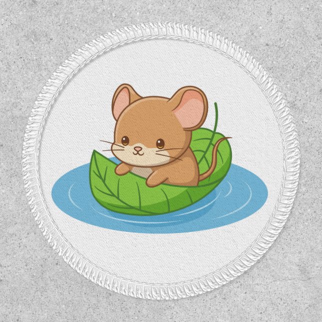 Cute Mouse in a Leaf Boat Patch (Front)