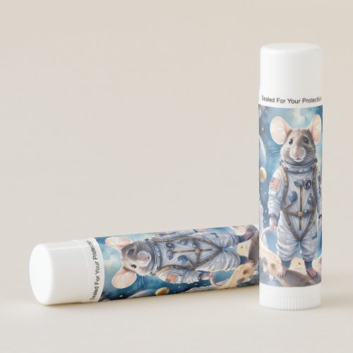 Cute Mouse in Astronaut Suit in Outer Space Lip Balm