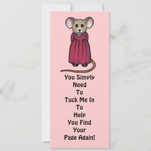Cute Mouse in Color Pencil Bookmark Tuck Me In