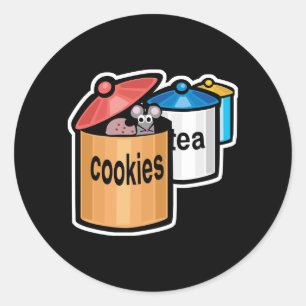 cute mouse in cookie jar classic round sticker