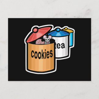 cute mouse in cookie jar postcard