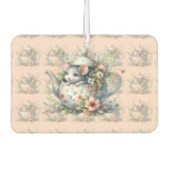 Cute Mouse in Floral Teapot Illustration Air Freshener