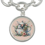 Cute Mouse in Floral Teapot Illustration Bracelet