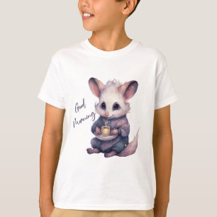 Cute mouse in pyjamas with coffee. Rat and coffee T-Shirt