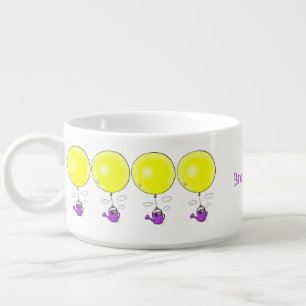 Cute mouse in watering can with balloon cartoon bowl