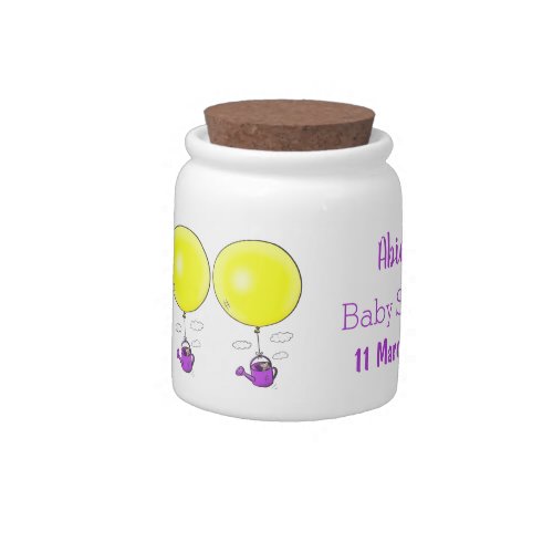Cute mouse in watering can with balloon cartoon candy jar