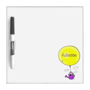 Cute mouse in watering can with balloon cartoon dry erase board