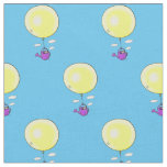 Cute mouse in watering can with balloon cartoon fabric