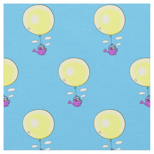 Cute mouse in watering can with balloon cartoon fabric